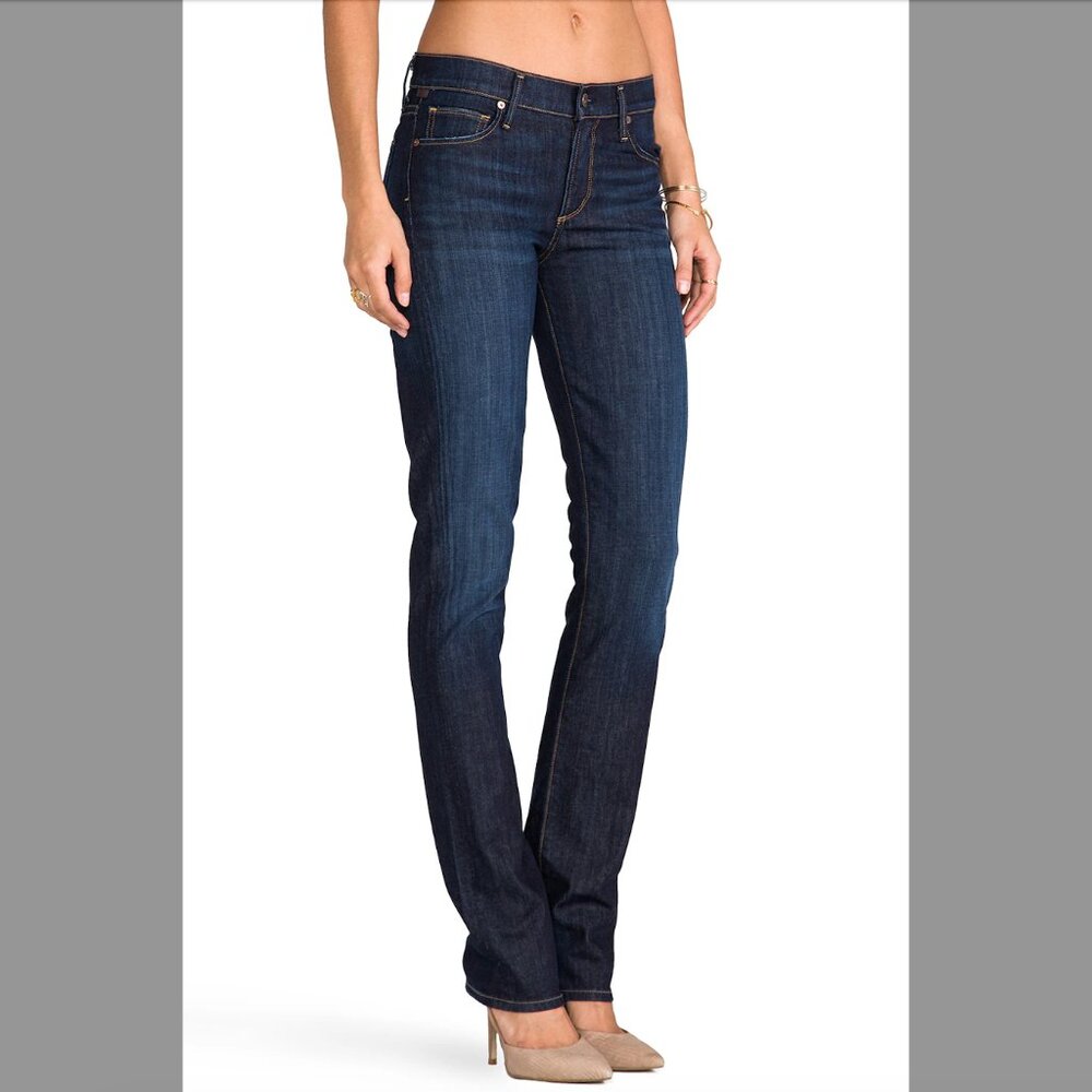 CITIZENS OF HUMANITY Elson Medium Rise Slim Straight Leg Jeans, Dark Rinse, 28